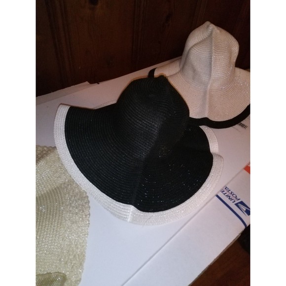 3 woman's wide brim summer sun hats.white,black,tan - Picture 5 of 16